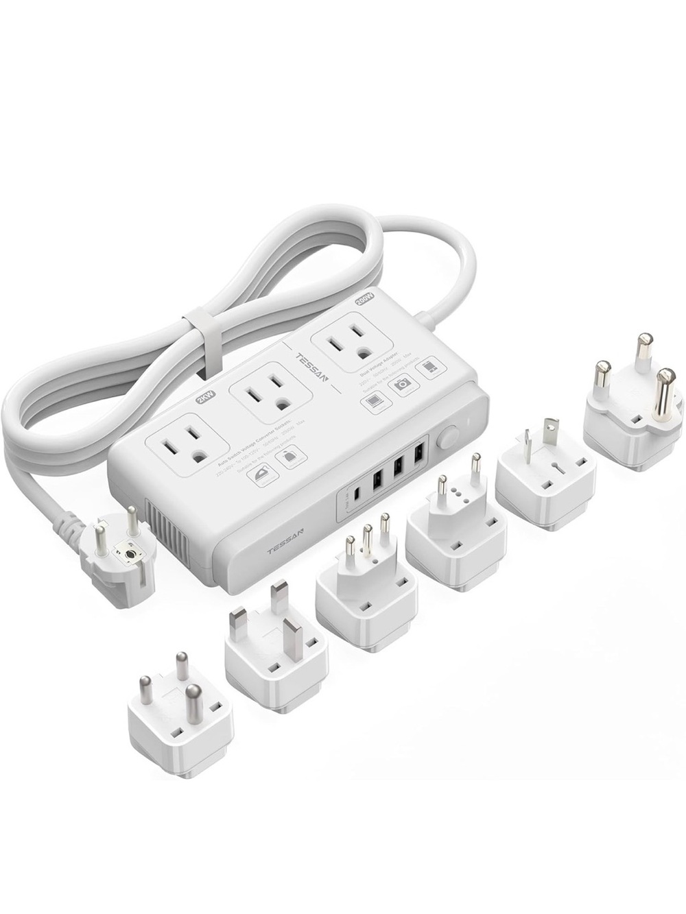 NEW TESSAN Voltage Converter US to Europe, 220 to 110 V Converter & Charger